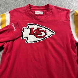 Mitchell & Ness Kansas City Chiefs Jersey Shirt Mens L Red Long Sleeve Stripe